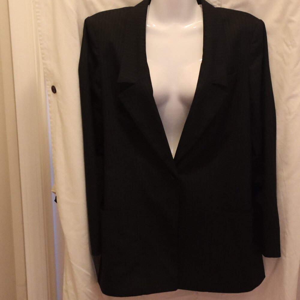 Chico's Black/Grey Striped Jacket Size 0 (xs) Single Button Lined Casual Office